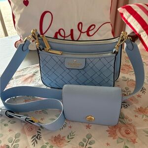 Kate Spade New York Duet Woven Leather Crossbody & Matching Wallet
